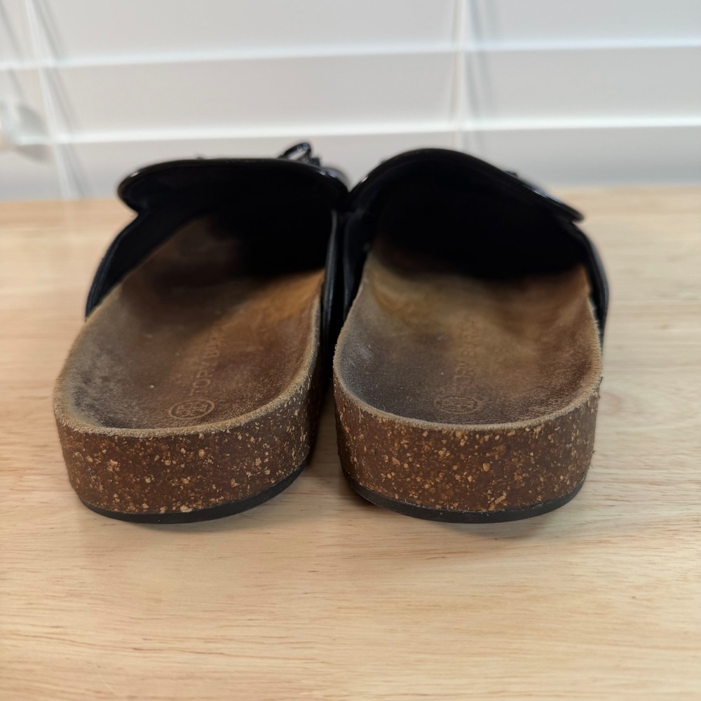 Tory Burch Charm Mules Women's Black Leather Slip-On Round Toe Comfort - 9 - Picture 7 of 12
